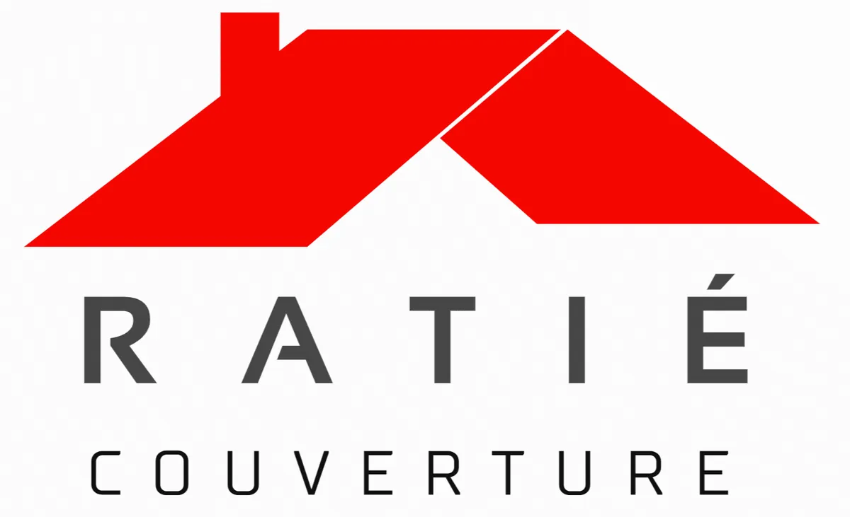 Logo Ratié Couverture, toit rouge stylisé